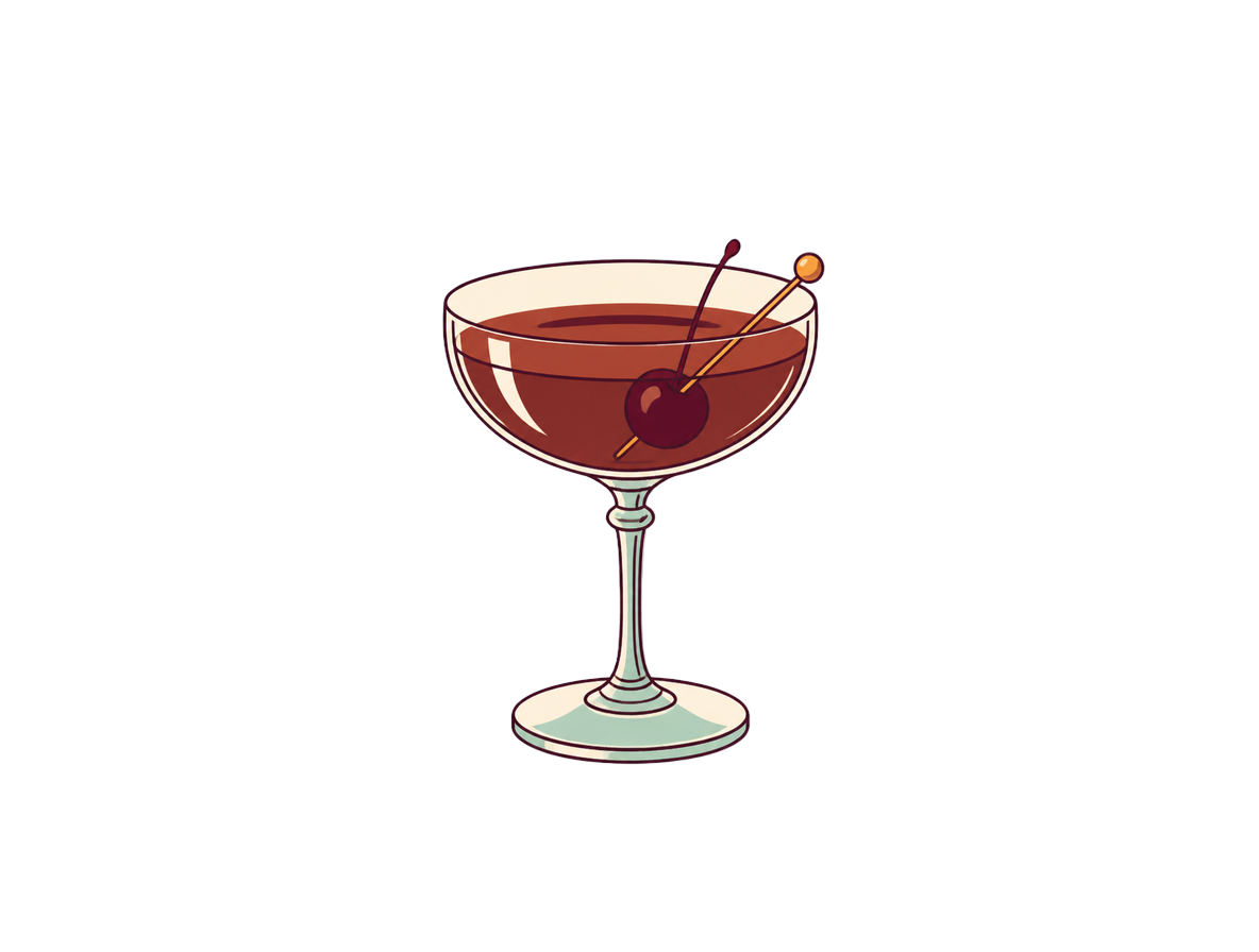 Black Manhattan cocktail illustration