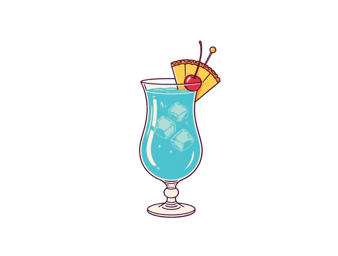 Blue Lagoon Tiki cocktail illustration
