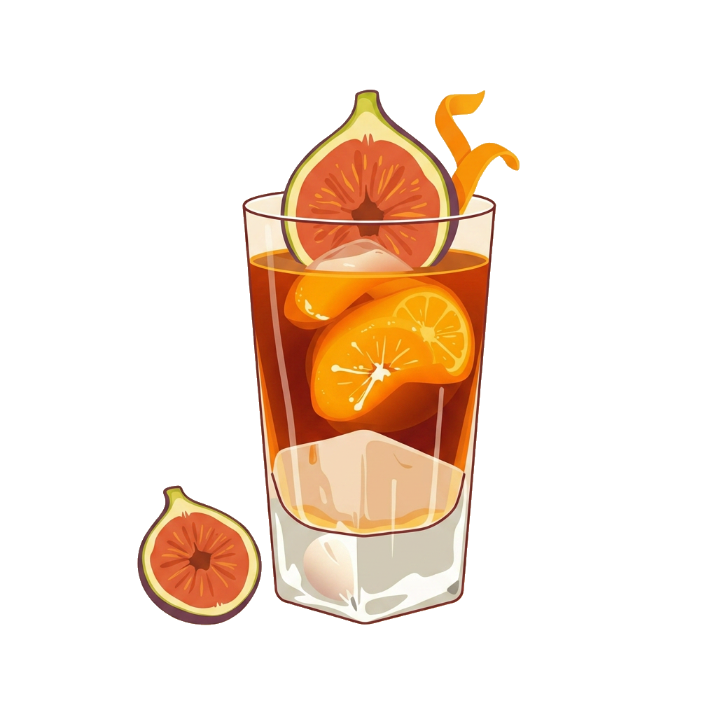Fig Old Fashioned cocktail illustration