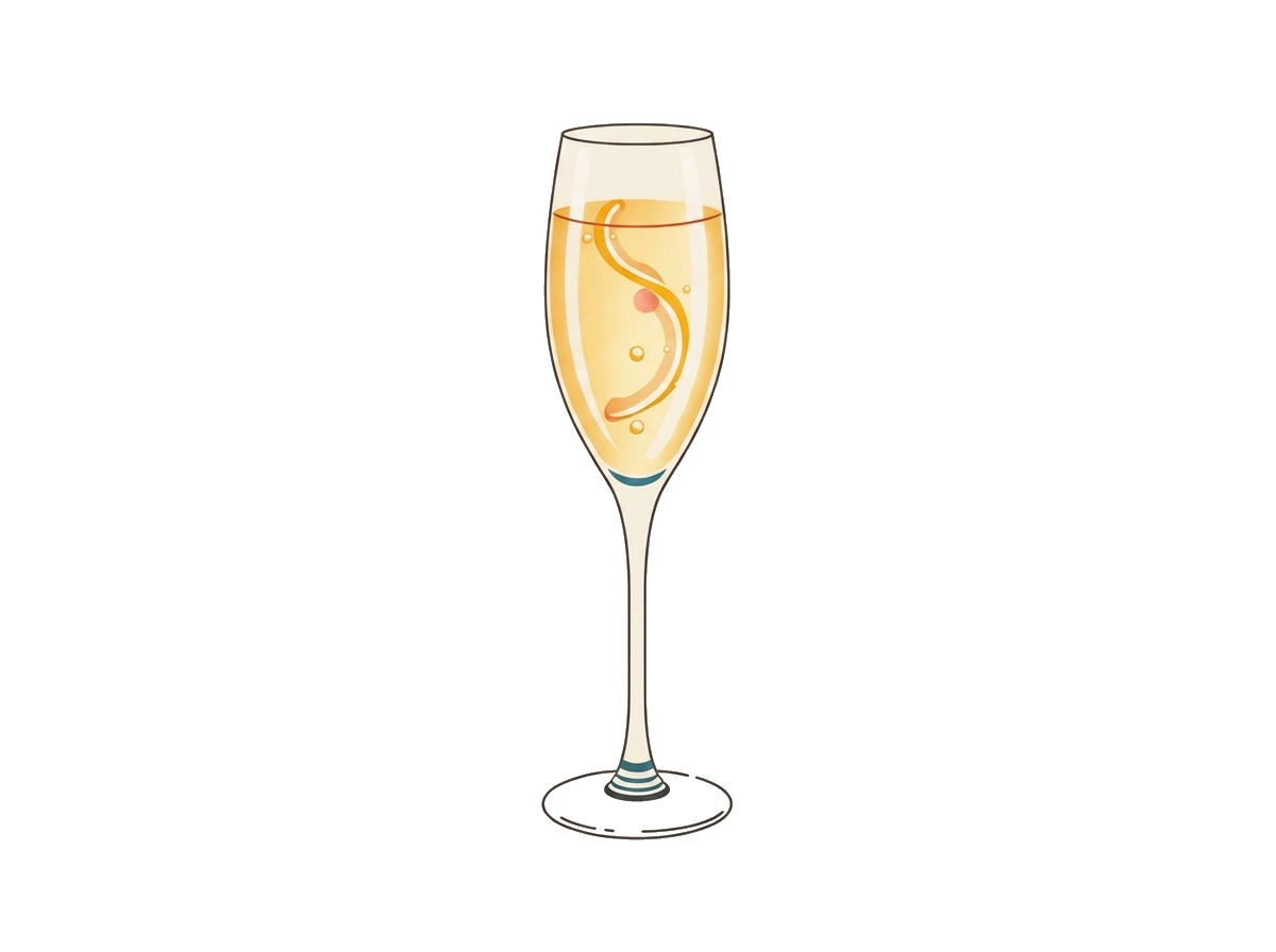 French 75 cocktail illustration