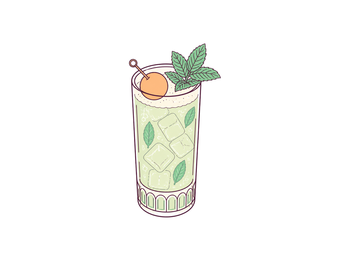 Ouzo Melon Fizz cocktail illustration