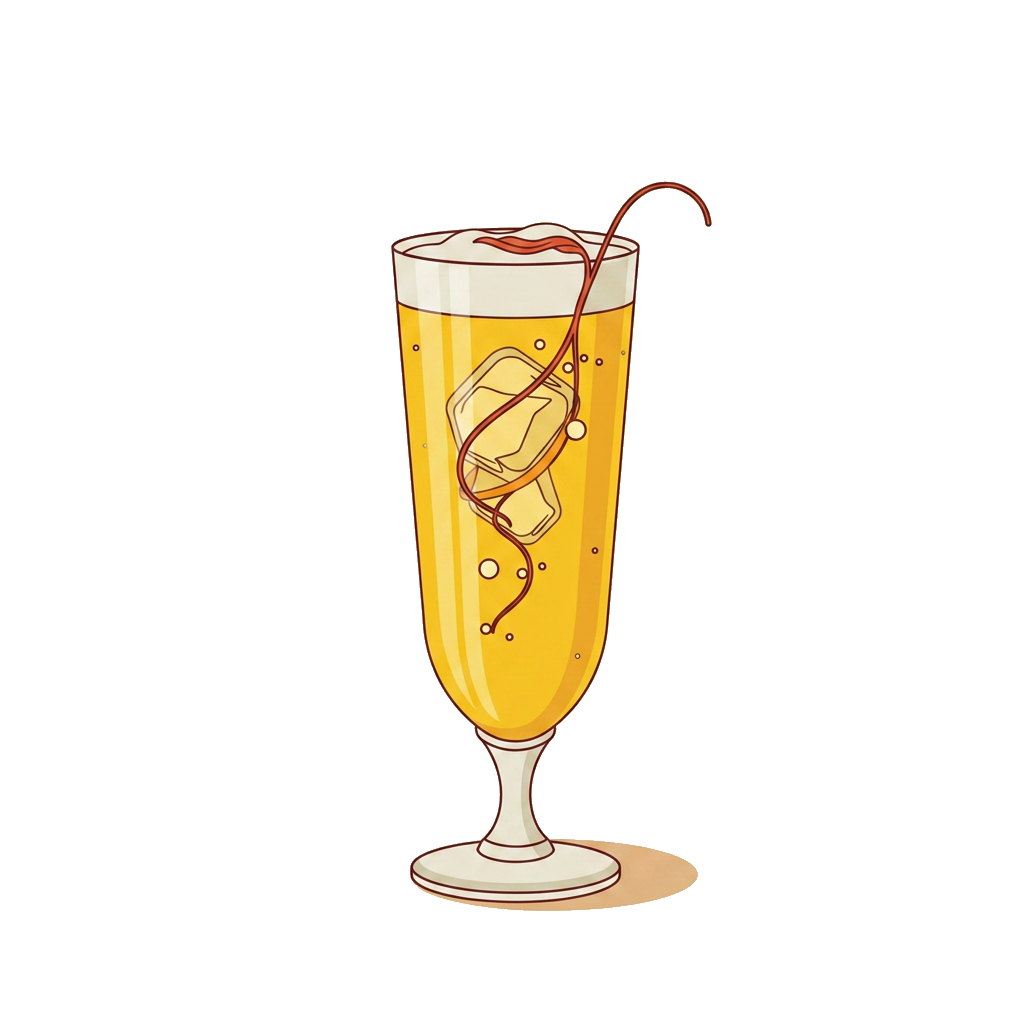 Saffron Gin Fizz cocktail illustration