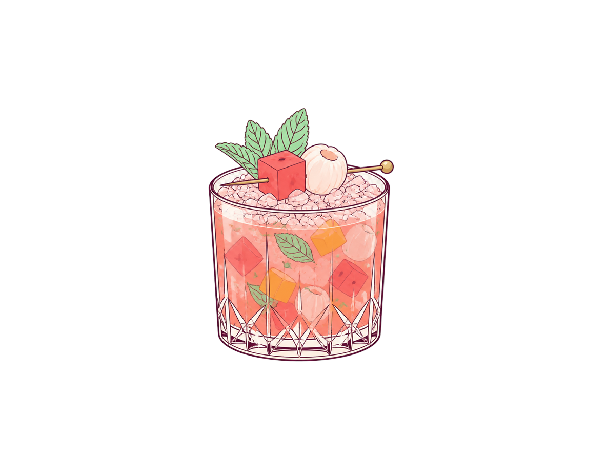 Watermelon Lychee Crush cocktail illustration
