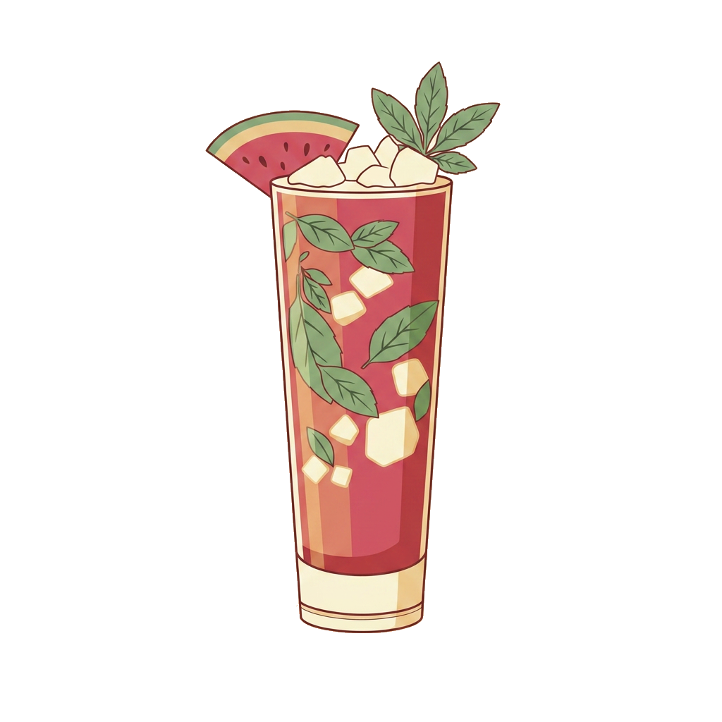 Watermelon Mojito cocktail illustration